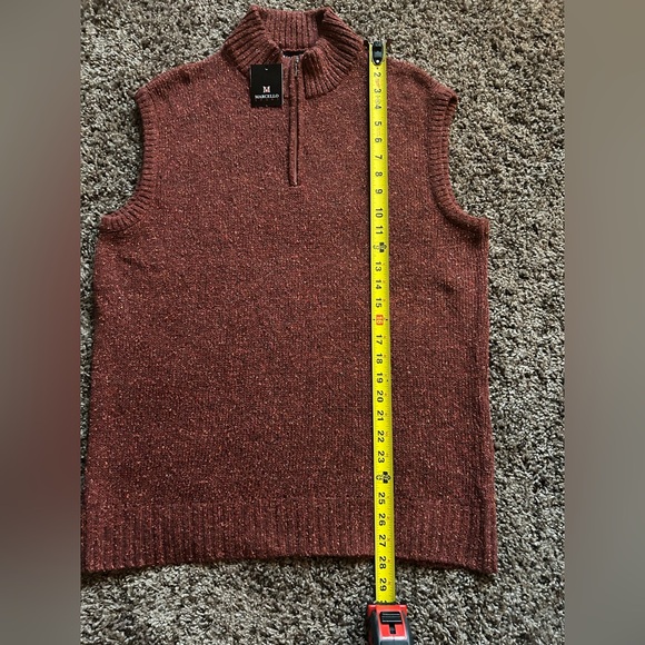 Marcello Sport V Neck Golf Sweater Vest Men's Zip-Up Maroon X-Large - Picture 5 of 7